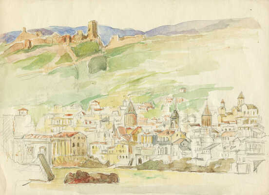 Каплун Адриан Владимирович. Двухсторонний рисунок с видом Тифлиса